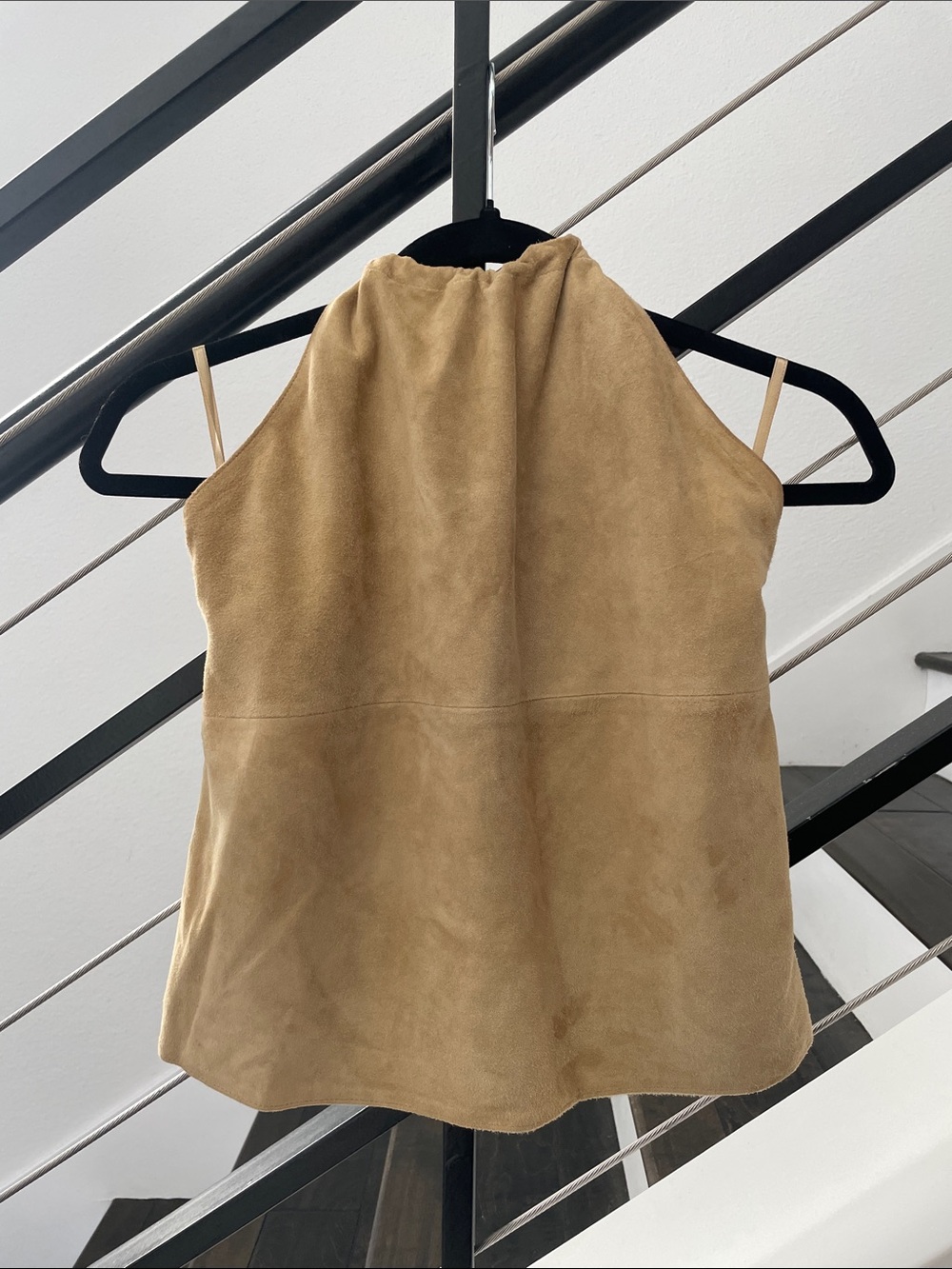 Suede Halter Top in Tan